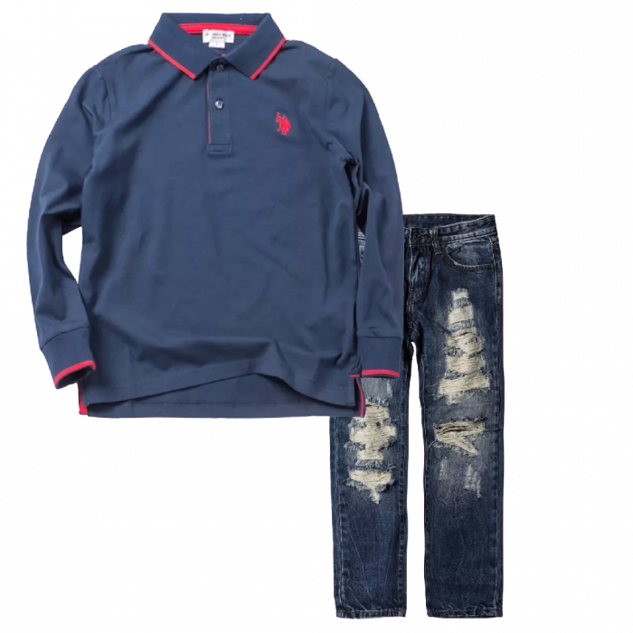 | Παιδικό παντελόνι τζιν για αγόρια μπλε κόκκινο μοντέρνα για εκδηλώσεις δώρο καθημερινό για το σχολείο casual 