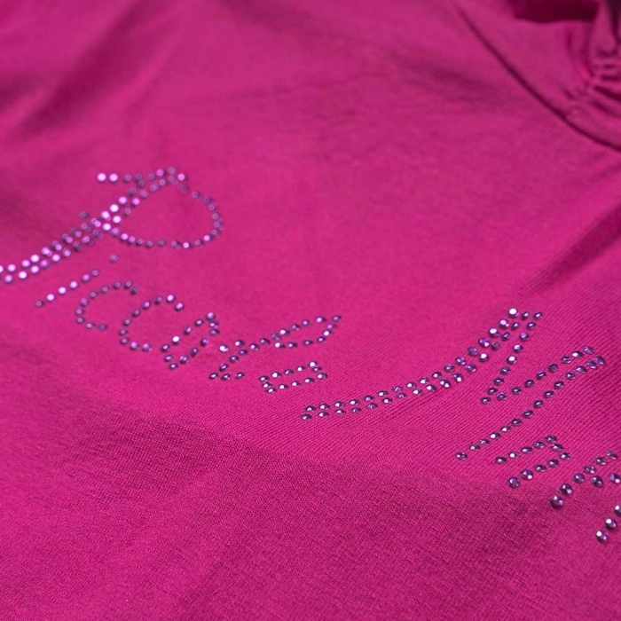 Παιδική μπλούζα Piccolo Mondo για κορίτσια Strass Letters φούξια καθημερινή άνετη ζιβάγκο βόλτα πάρτι ετών online (2)