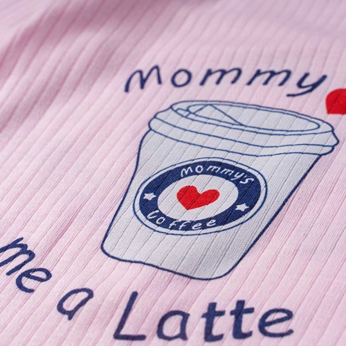 Βρεφικό φορμάκι για κορίτσια Mommys Coffee ροζ εποχιακά βρεφικά καθημερινά οικονομικά μηνών online (2)