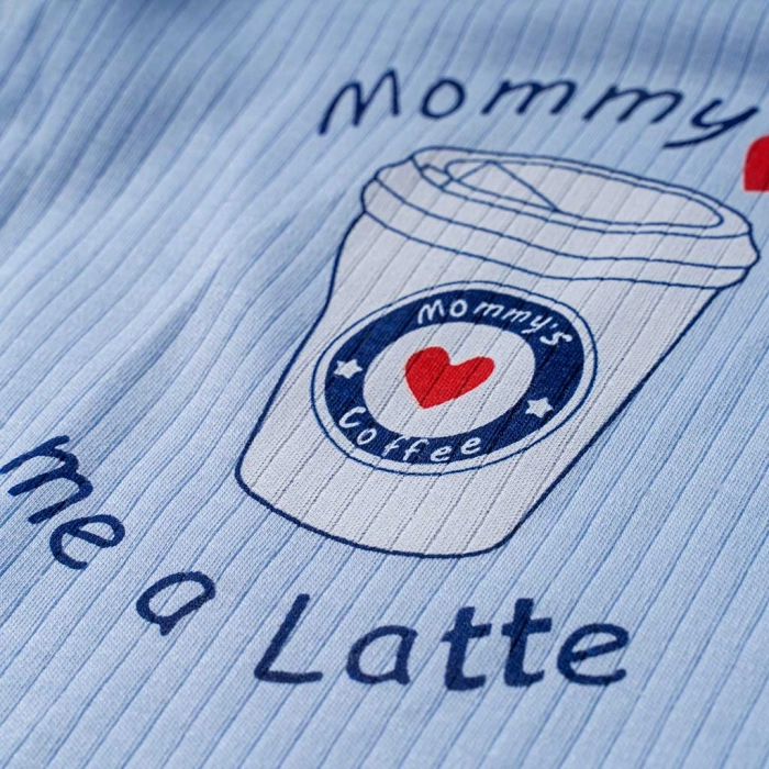Βρεφικό φορμάκι για αγόρια Mommys Coffee γαλάζιο εποχιακά βρεφικά καθημερινά οικονομικά μηνών online (2)