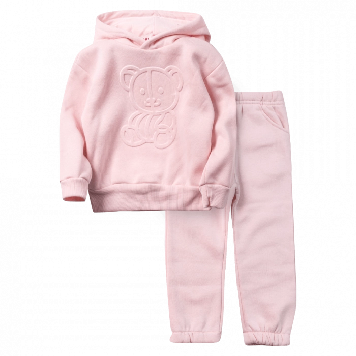 Παιδικό σετ φόρμας New College για κορίτσια Bear ροζ χειμωνιάτικες καθημερινές επώνυμες σετ φόρμες online (1)