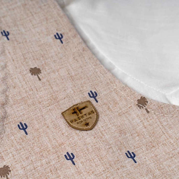 Βρεφικό σετ Hashtag με γιλέκο για αγόρια Sahara καλοκαιρινά σετ αγορίστικα βερμούδα πουκάμισο παπιγιόν online (7)