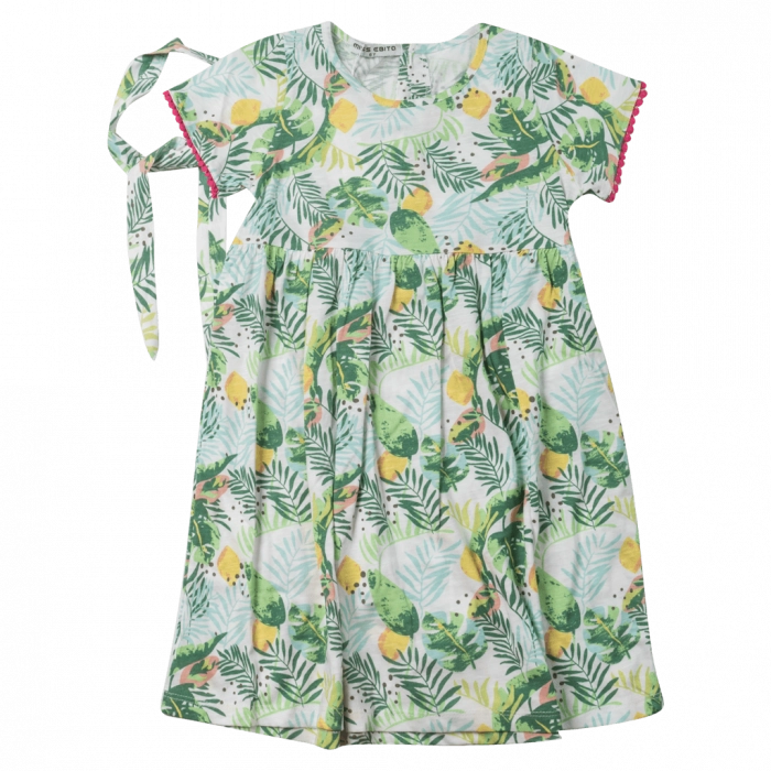 Παιδικό φόρεμα Εβίτα για κορίτσια tropical fruits πράσινο καλοκαιρινά μακό καθημερινά φορέματα floral online