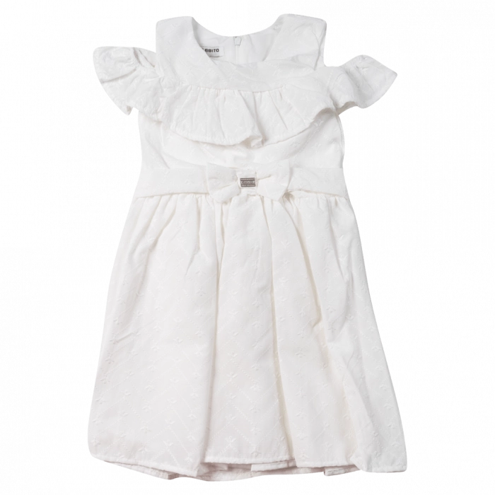 Παιδικό φόρεμα Εβίτα για κορίτσια minimal beauty άσπρο αμπιγέ απλά φορέματα καλοκαιρινά ρομαντικά ετών online