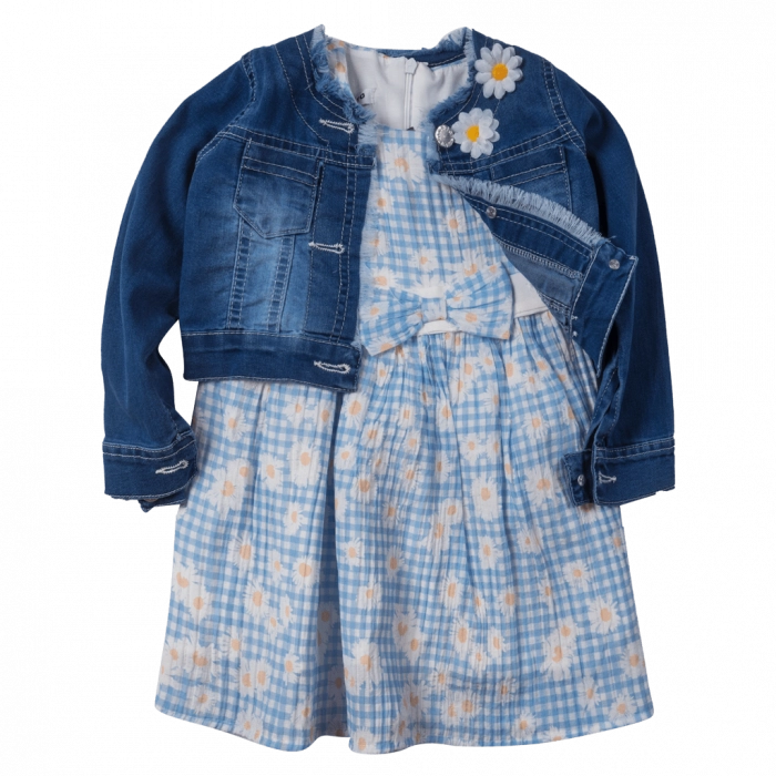 Παιδικό φόρεμα Εβίτα για κορίτσια margarita μπλε casual φορέματα με τζιν μπουφαν ρομαντικά οικονομικά ετών online