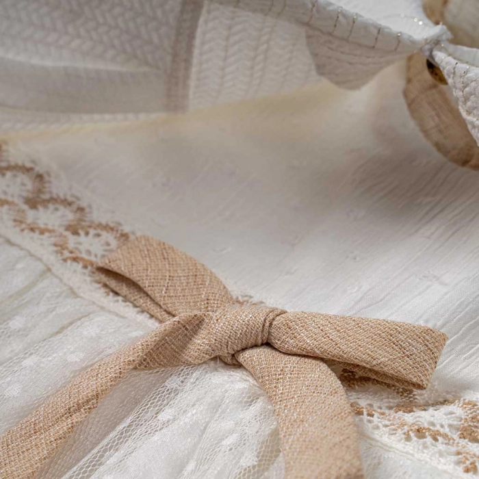 Παιδικό φόρεμα Εβίτα για κορίτσια open sea μπεζ αμπιγέ φορέματα με τούλι  ζακετάκι ρομαντικά ετών online (4)