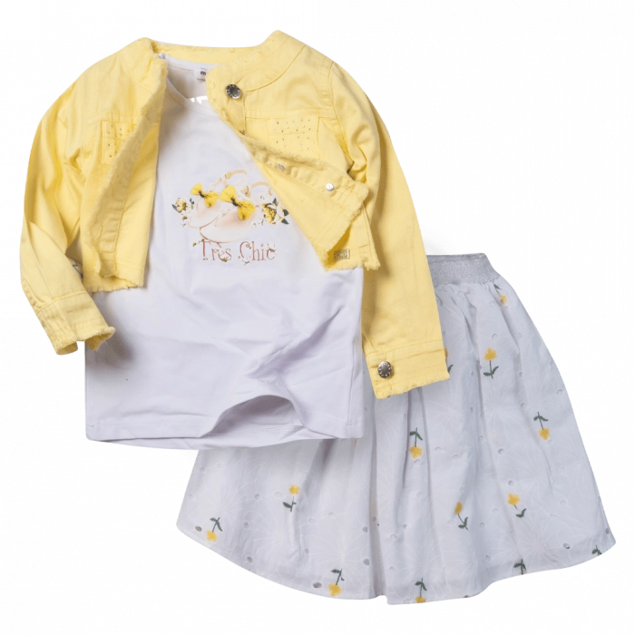 Παιδικό σετ Εβίτα για κορίτσια Tres chick κίτρινο με φούστα καλοκαιρινά casual ελληνικά οικονομικά   ετών online (1)