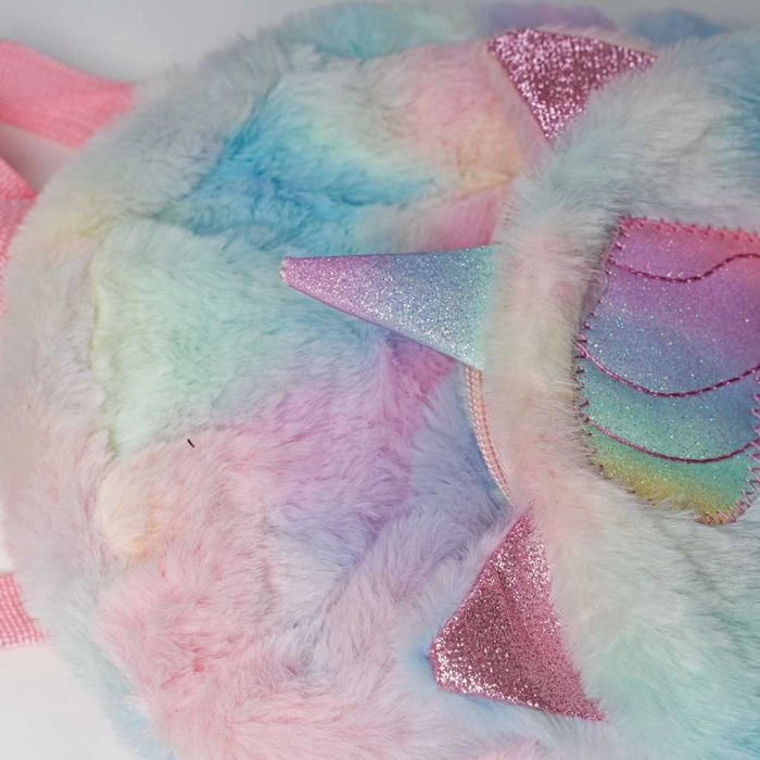 Παιδική τσάντα πλάτης για κορίτσια unicorn sleep ροζ για κοριτσάκια τσαντούλες χνουδωτές  μικρές online (3)