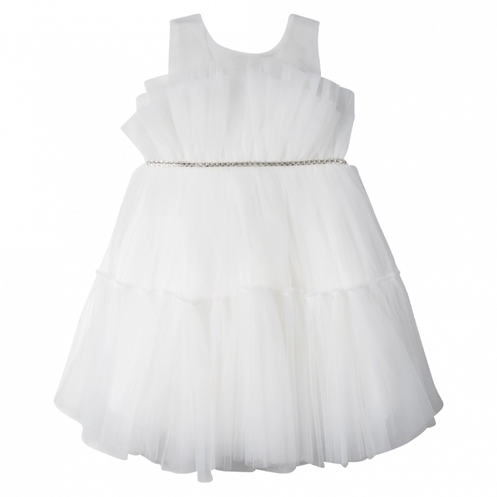 Παιδικό φόρεμα αμπιγέ για κορίτσια Iris άσπρο φόρέματα με τούλι πριγκιπικά ρομαντικά για γάμους βαφτίσεις ετών