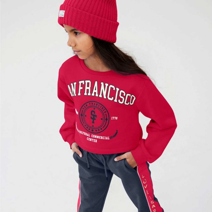Παιδική μπλούζα name it για κορίτσια San Fransisco κόκκινο φούτερ μπλούζες ζεστές  μοντέρνες φαρδυές crop κουκούλα ετών buggy fit (4)