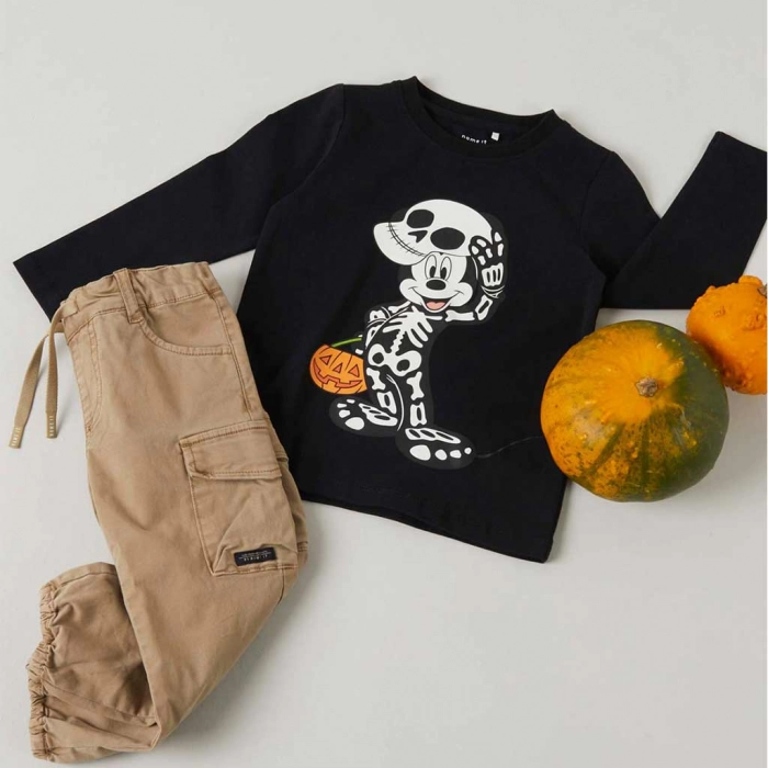 Παιδική μπλούζα name it για αγόρια mickie halloween μαύρο μπλούζες μονόχρωμες ετών μοντέρνες βαμβακερές online (3)