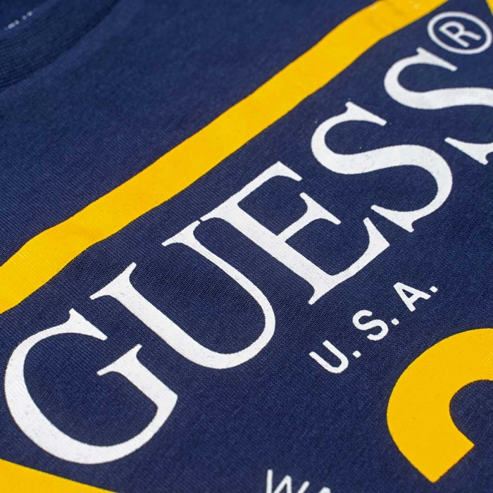 Παιδική μπλούζα Guess για αγόρια Gkof μπλε καθημερινές μακό επώνυμες ετών online (3)