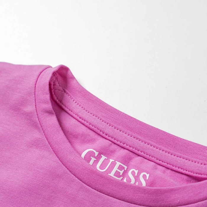 Παιδική μπλούζα Guess για κορίτσια Strassy ροζ καθημερινά μονόχρωμα κοριτσίστικα online (4)