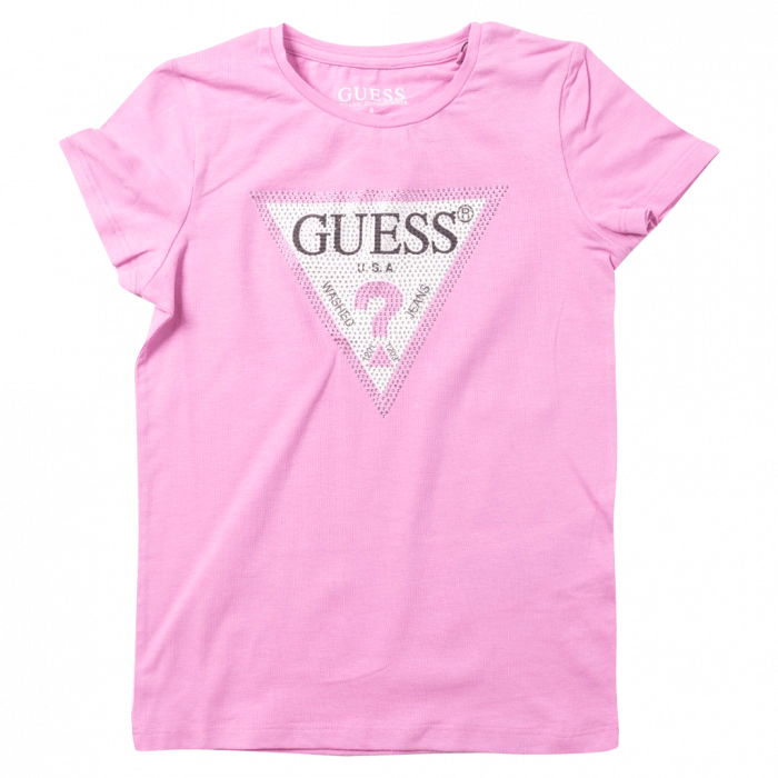 Παιδική μπλούζα Guess για κορίτσια Strassy Fancy ροζ καθημερινά μονόχρωμα κοριτσίστικα online (9)