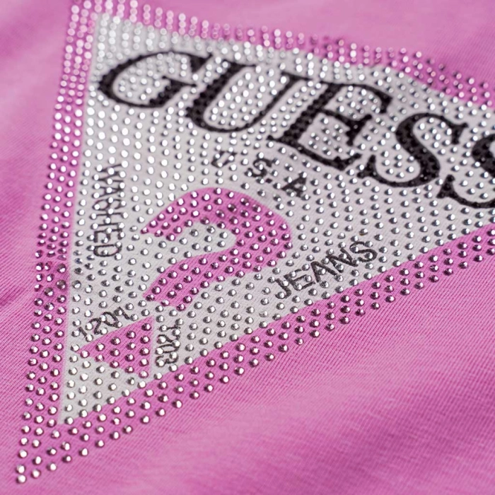 Παιδική μπλούζα Guess για κορίτσια Strassy Fancy ροζ καθημερινά μονόχρωμα κοριτσίστικα online (10)