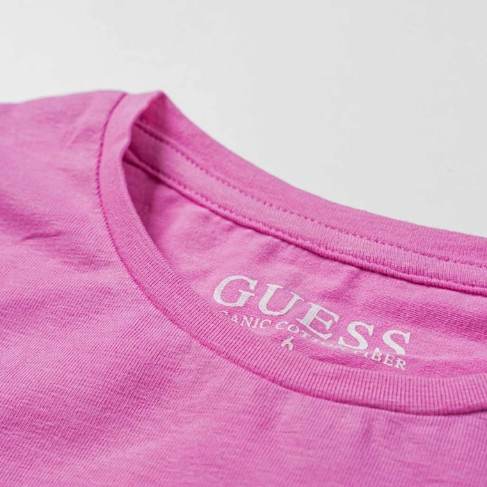 Παιδική μπλούζα Guess για κορίτσια Strassy Fancy ροζ καθημερινά μονόχρωμα κοριτσίστικα online (11)