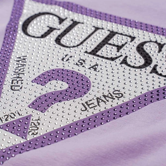 Παιδική μπλούζα Guess για κορίτσια Strass  λιλά καθημερινά μονόχρωμα κοριτσίστικα online (2)