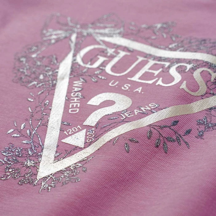 Παιδική μπλούζα Guess για κορίτσια Bow ροζ καθημερινά μονόχρωμα κοριτσίστικα online (2)