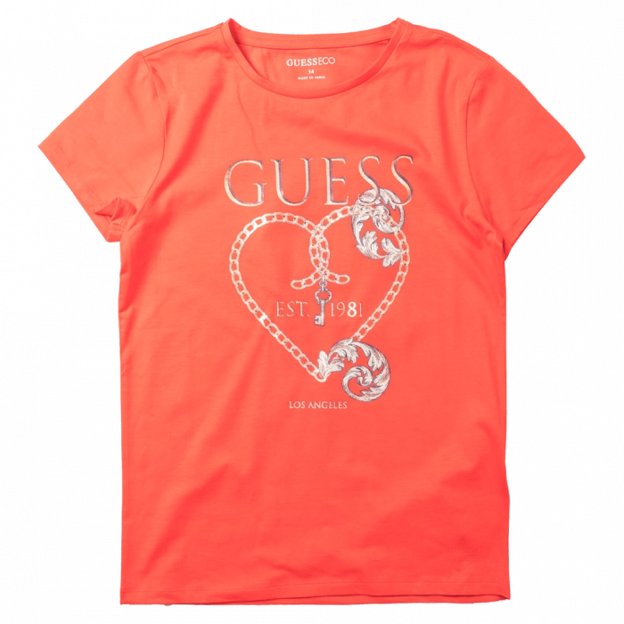 Παιδική μπλούζα Guess για κορίτσια Chain κόκκινο καθημερινά μονόχρωμα κοριτσίστικα online (1)