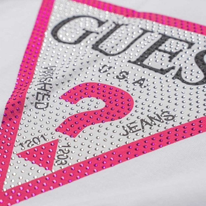 Παιδική μπλούζα Guess για κορίτσια Strass άσπρο καθημερινά μονόχρωμα κοριτσίστικα online (2)
