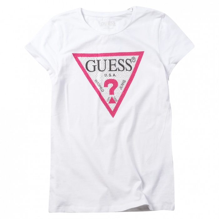 Παιδική μπλούζα Guess για κορίτσια Strass άσπρο καθημερινά μονόχρωμα κοριτσίστικα online (1)