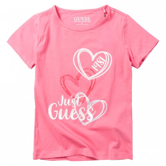 Παιδική μπλούζα Guess για κορίτσια Just κοραλλί καθημερινά μονόχρωμα κοριτσίστικα online (1)
