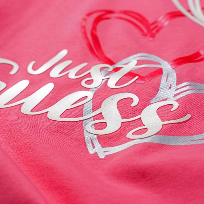 Παιδική μπλούζα Guess για κορίτσια Just κοραλλί καθημερινά μονόχρωμα κοριτσίστικα online (2)