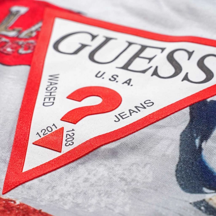 Παιδική μπλούζα Guess για αγόρια USA γκρι καθημερινές επώνυμες ετών μακό online (2)