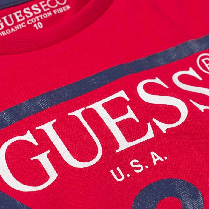 Παιδική μπλούζα Guess για αγόρια Gkof κόκκινο καθημερινές μακό επώνυμες ετών online (3)