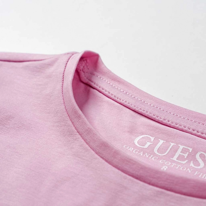 Παιδική μπλούζα Guess για κορίτσια Οrtansia ροζ καθημερινά μονόχρωμα κοριτσίστικα online (4)