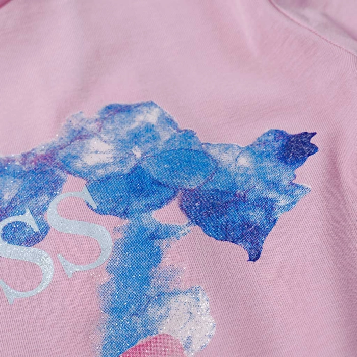 Παιδική μπλούζα Guess για κορίτσια Οrtansia ροζ καθημερινά μονόχρωμα κοριτσίστικα online (2)