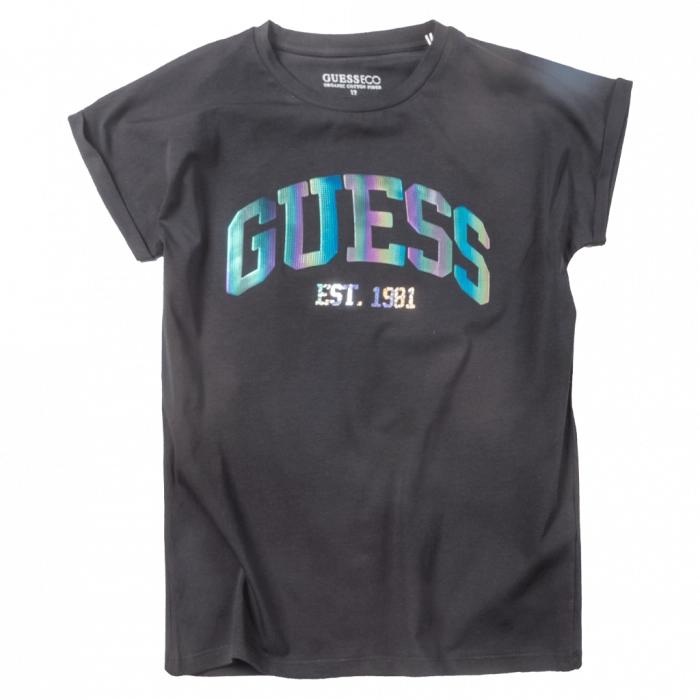 Παιδική μπλούζα Guess για κορίτσια Holo μαύρο καθημερινά μονόχρωμα κοριτσίστικα online (1)
