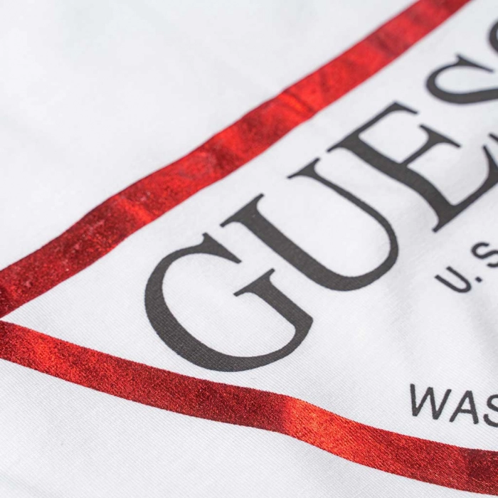 Παιδική μπλούζα Guess για κορίτσια Question άσπρο καθημερινά μονόχρωμα κοριτσίστικα online (3)