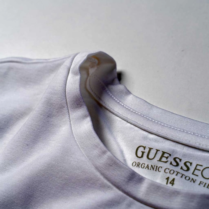Παιδική μπλούζα Guess για κορίτσια Question άσπρο καθημερινά μονόχρωμα κοριτσίστικα online (4)
