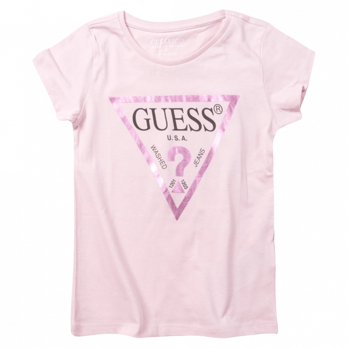 Παιδική μπλούζα Guess για κορίτσια Shinny ροζ καθημερινά μονόχρωμα κοριτσίστικα online (1)