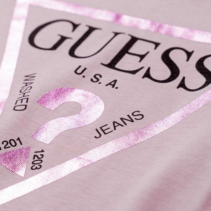 Παιδική μπλούζα Guess για κορίτσια Shinny ροζ καθημερινά μονόχρωμα κοριτσίστικα online (2)