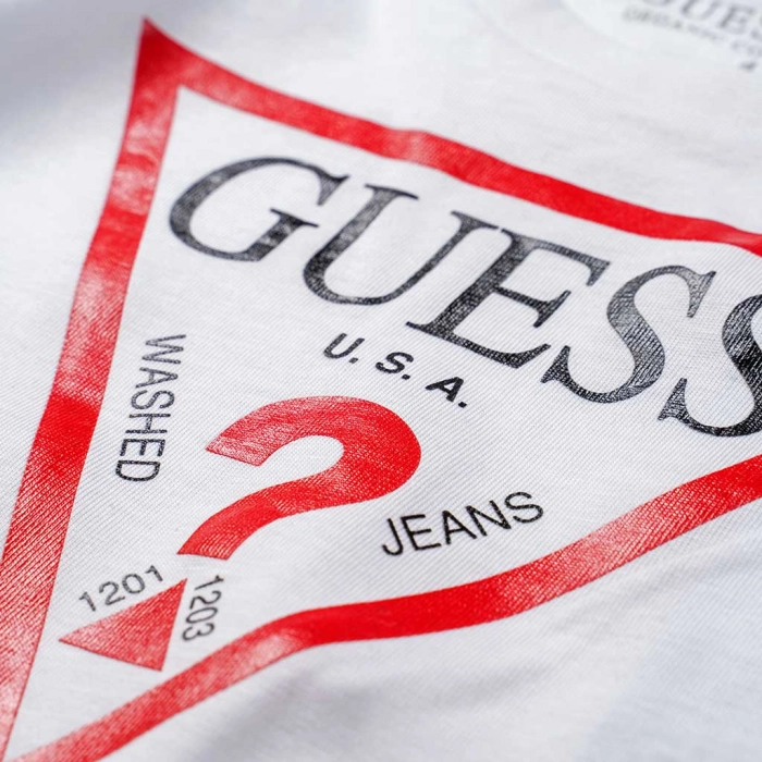 Παιδική μπλούζα Guess για αγόρια Seco άσπρο καθημερινές επώνυμες ετών μακό online (3)