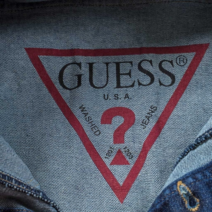 Παιδικό μπουφάν τζιν Guess για αγόρια Jesty μπλε καθημερινά εποχιακά ετών επώνυμα online (1)