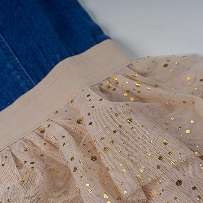 Παιδικό φόρεμα Guess για κορίτσια Shinny μπλε casual επώνυμα καλοκαιρινά ετών online (5)