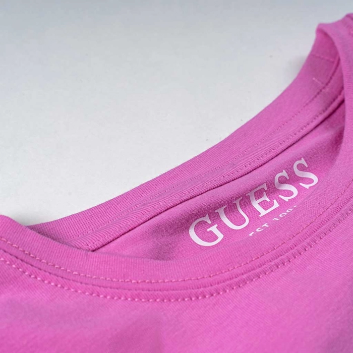 Παιδική μπλούζα Guess για κορίτσια Fair ροζ καλοκαιρινές επώνυμες ετών casual online (4)