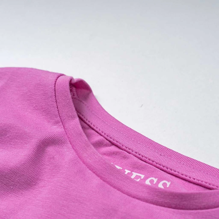 Παιδική μπλούζα Guess για κορίτσια Saimon ροζ καλοκαιρινές επώνυμες ετών καθημερινές online (2)