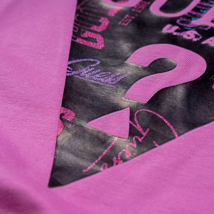 Παιδική μπλούζα Guess για κορίτσια Saimon ροζ καλοκαιρινές επώνυμες ετών καθημερινές online (3)