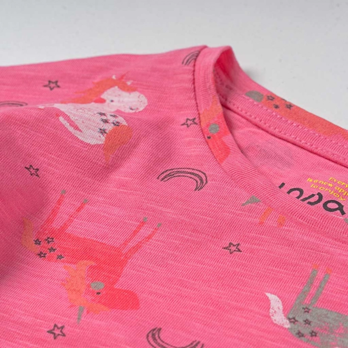 Παιδικό φόρεμα losan για κορίτσια zoo ροζ καλοκαιρινό αμάνικο μονόκερος καθημερινό (2)