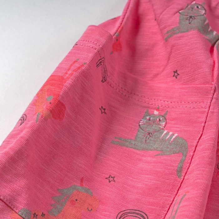 Παιδικό φόρεμα losan για κορίτσια zoo ροζ καλοκαιρινό αμάνικο μονόκερος καθημερινό (4)