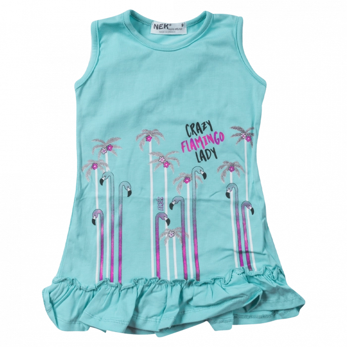 Παιδικό φόρεμα NEK για κορίτσια Flamingo τυρκουάζ καθημερινά κοριτσίστικα ετών online (1)