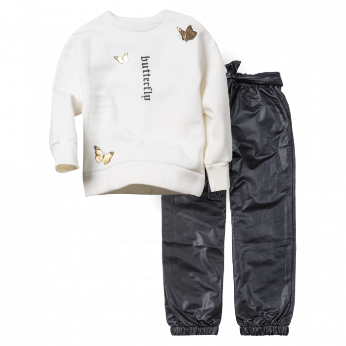 Παιδικό σετ Emery για κορίτσια butterfly άσπρο δερμάτινο παντελόνι ζεστό βόλτα χρονών (1)