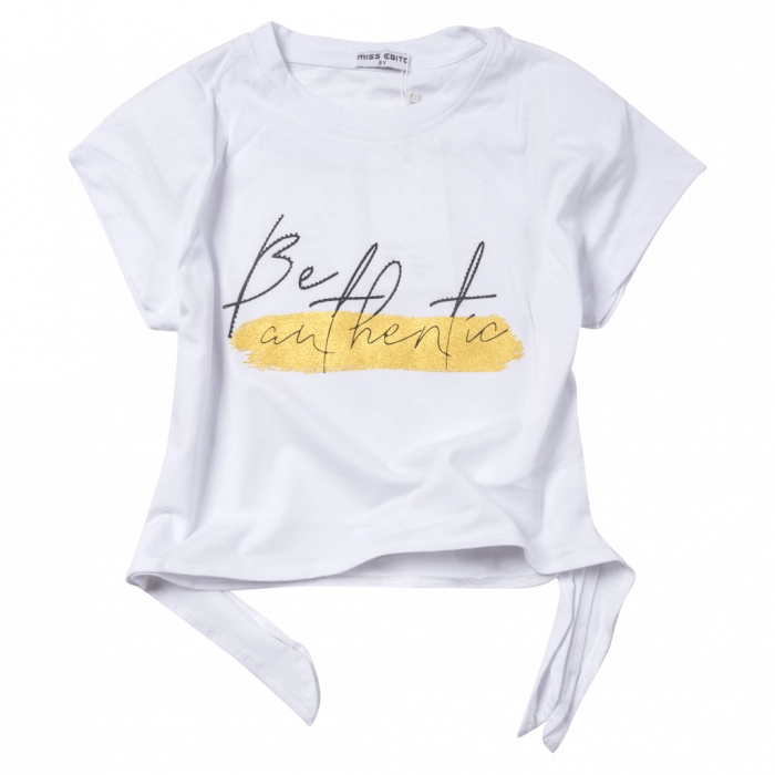 Παιδική μπλούζα Εβίτα για κορίτσια crop authentic άσπρο κοντές μπλούζες καλοκαιρινές κροπ για κοριτσάκια ετών