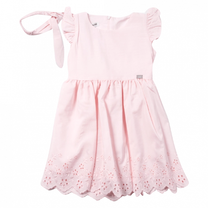 Βρεφικό φόρεμα Εβίτα για κορίτσια Glory ροζ καλοκαιρινά ελληνικά casual μηνών φορεματάκια online (1)