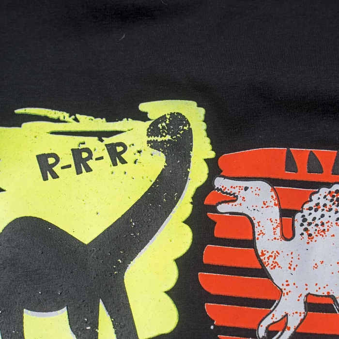 Παιδική μπλούζα New College για αγόρια Dinosaurs μαύρο καλοκαιρινές κοντομάνμικες μπλούζες αγοριστίκες με δεινόσαυρους (2)