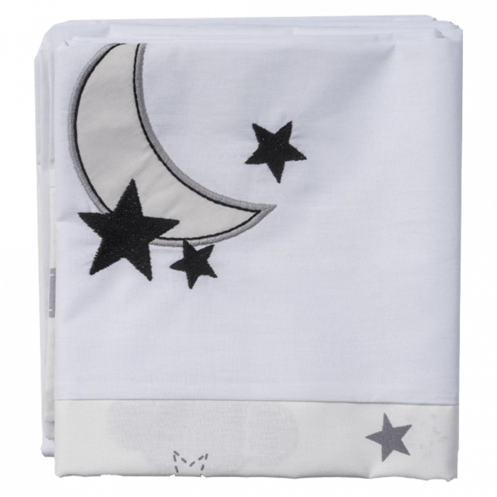 Βρεφικό σετ λίκνου ABO για αγόρια Cradle Sheets άσπρο 2 σεντόνια 75-100 μαξιλαροθήκη 35-45 moon stars άσπρο μπλε (2)